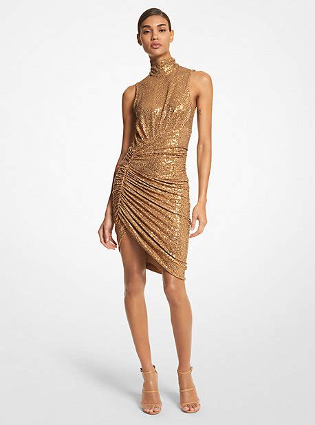 michael kors gold sequin skirt|Michael Kors Collection Hand Embroidered Sequin Stretch.